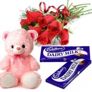 Roses Teddy n Chocolates
